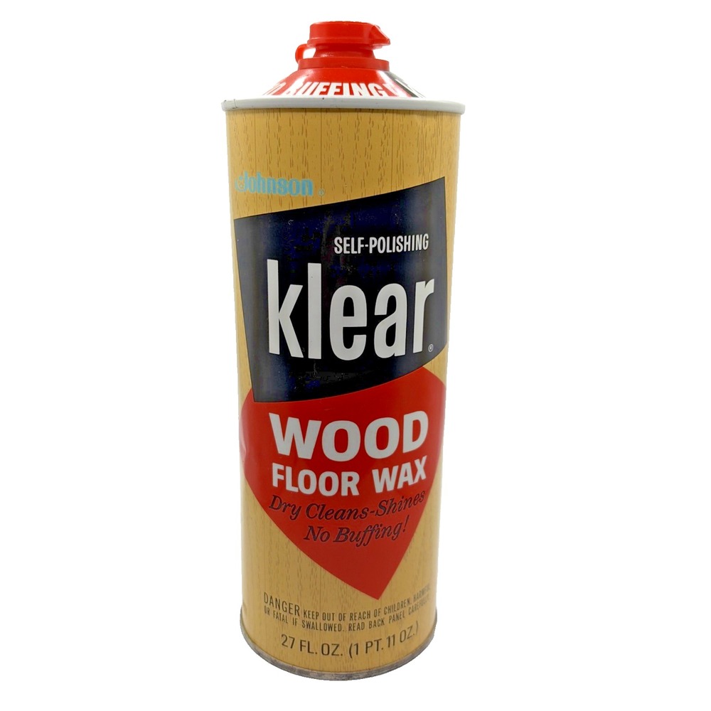 Vintage‎ Metal Can Johnson Klear Wood Floor Wax Self Polishing 17.6 oz Full